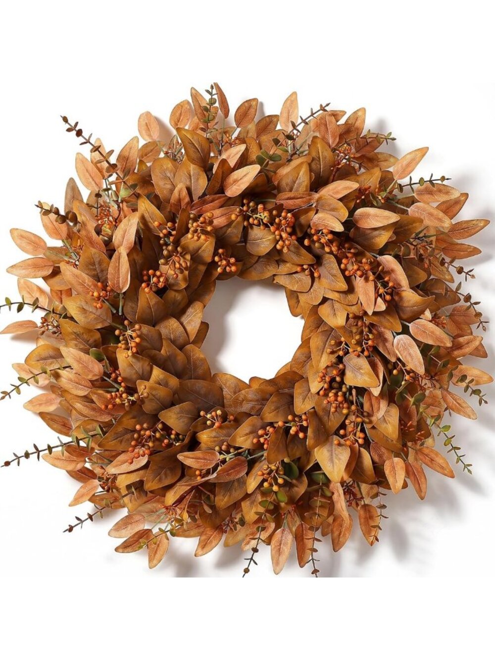 26" Eucalyptus Wreath with Berries - Fall Decor for Front Door, Autumn Accent